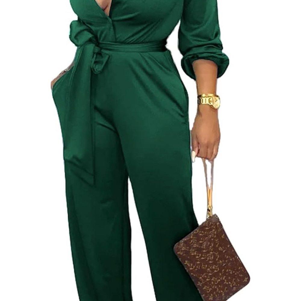 Emerald Green Tie-Waist Jumpsuit